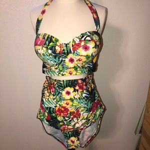 Vintage style high waist swimsuit